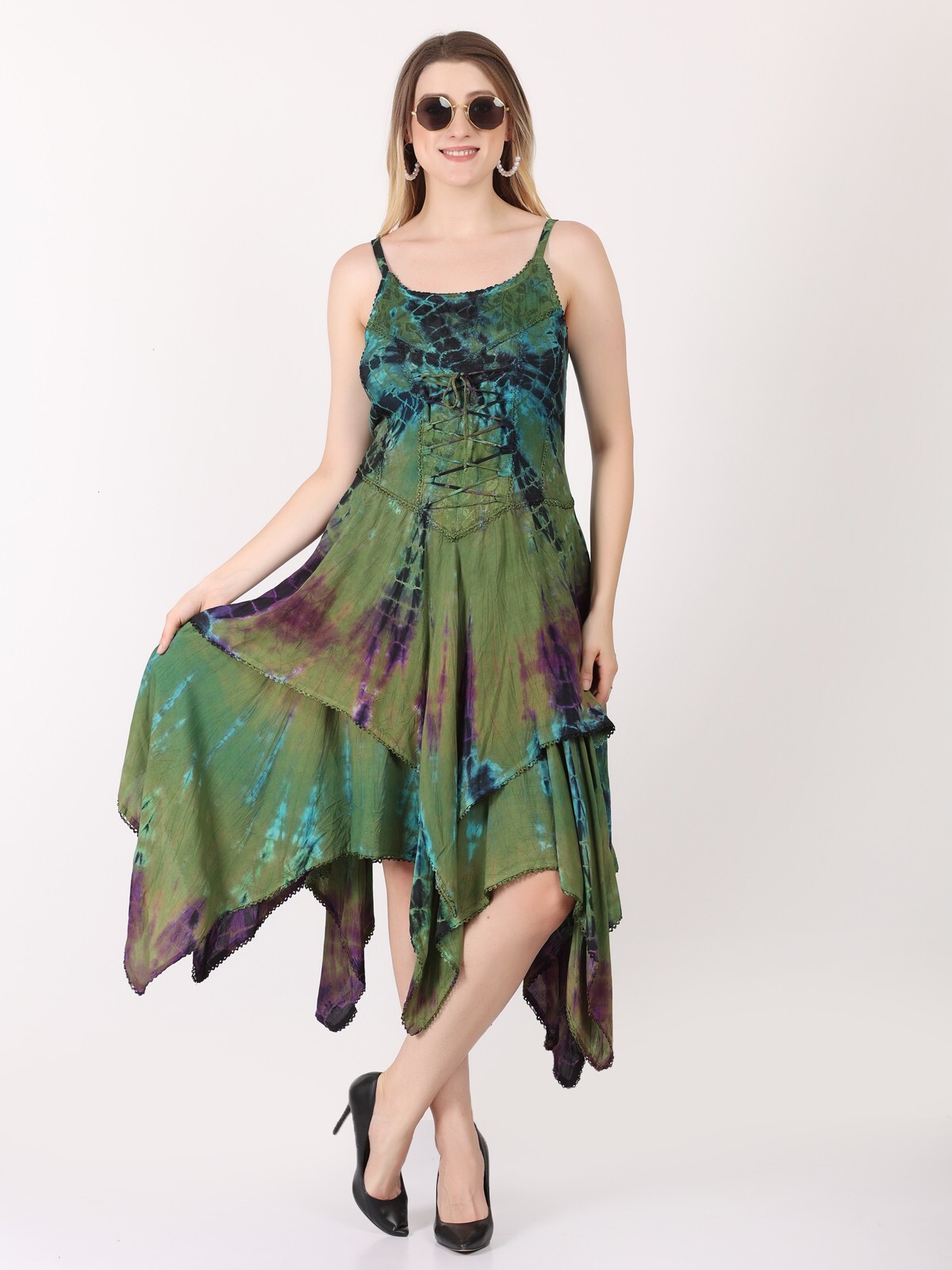 Women’s Casual Tie Dye Spaghetti Strap Pixie Fit & Flare Dress Wholesale Lot Mix