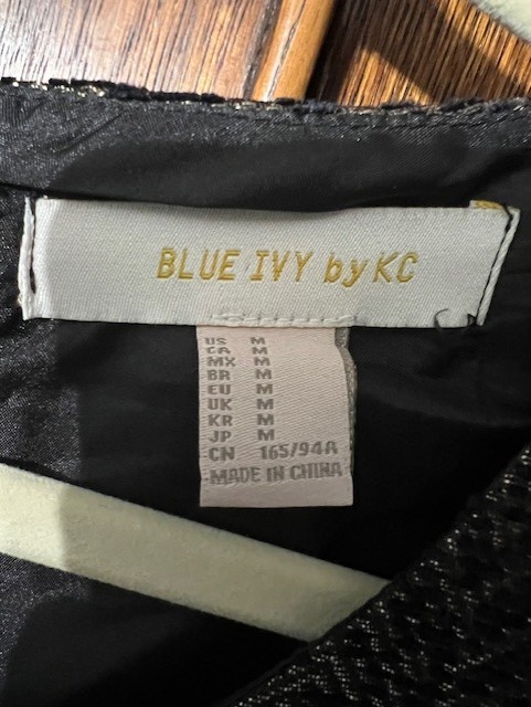 Blue Ivy by KC Size M Brocade Sheath Dress Brown Black Gold Thread Sleeveless