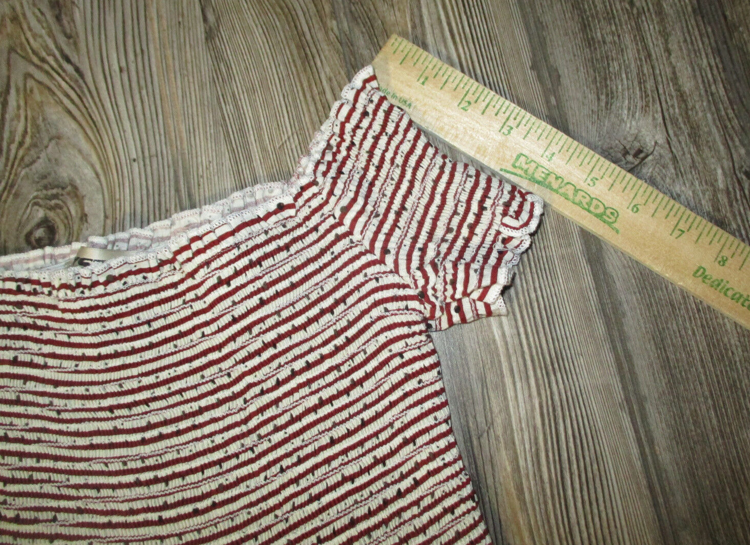 Mystic Red Print Striped Off The Shoulder Dress Sz Small Patriotic Festival 4th