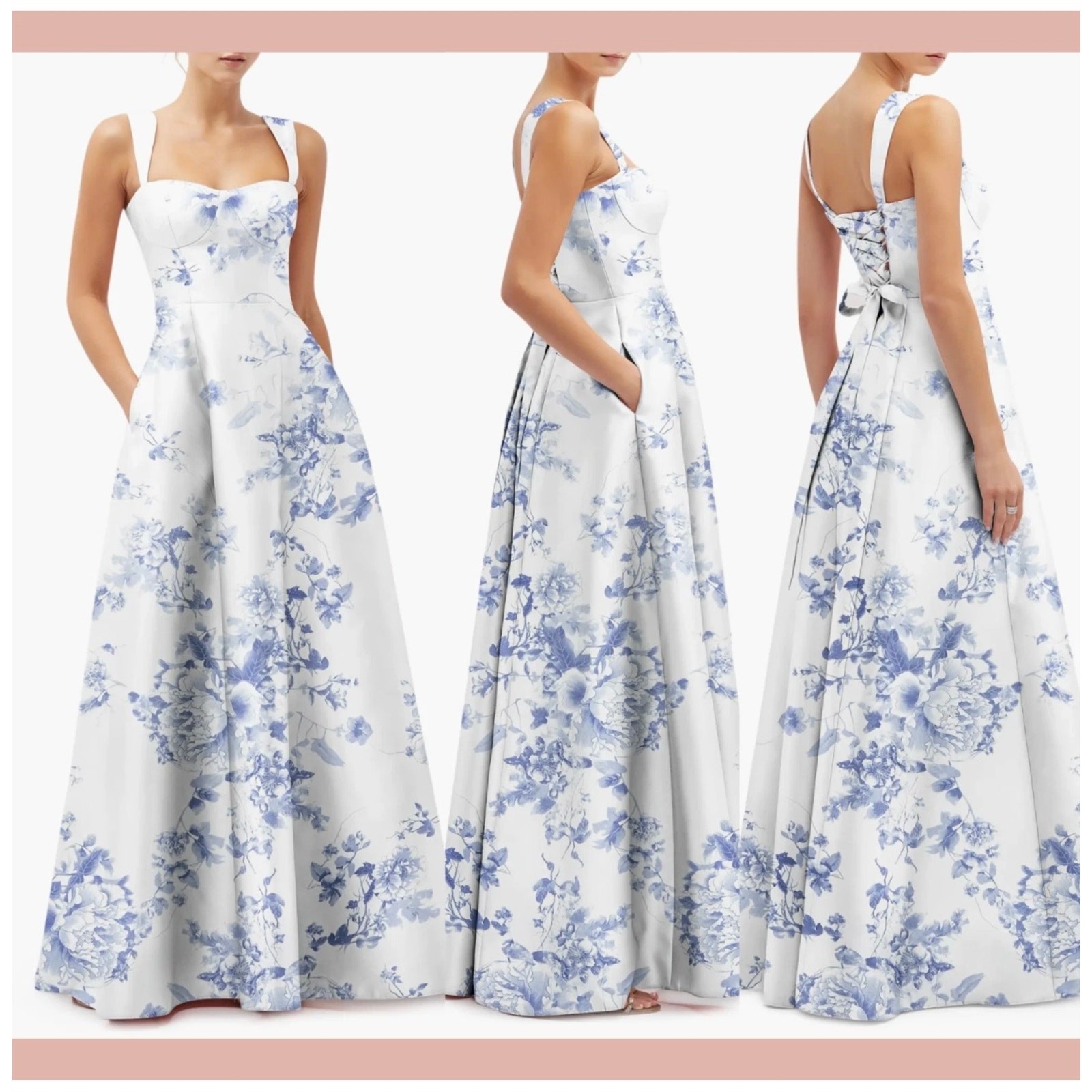 Alfred Sung Cottage Rose Larkspur Gown – Size 10 (new)