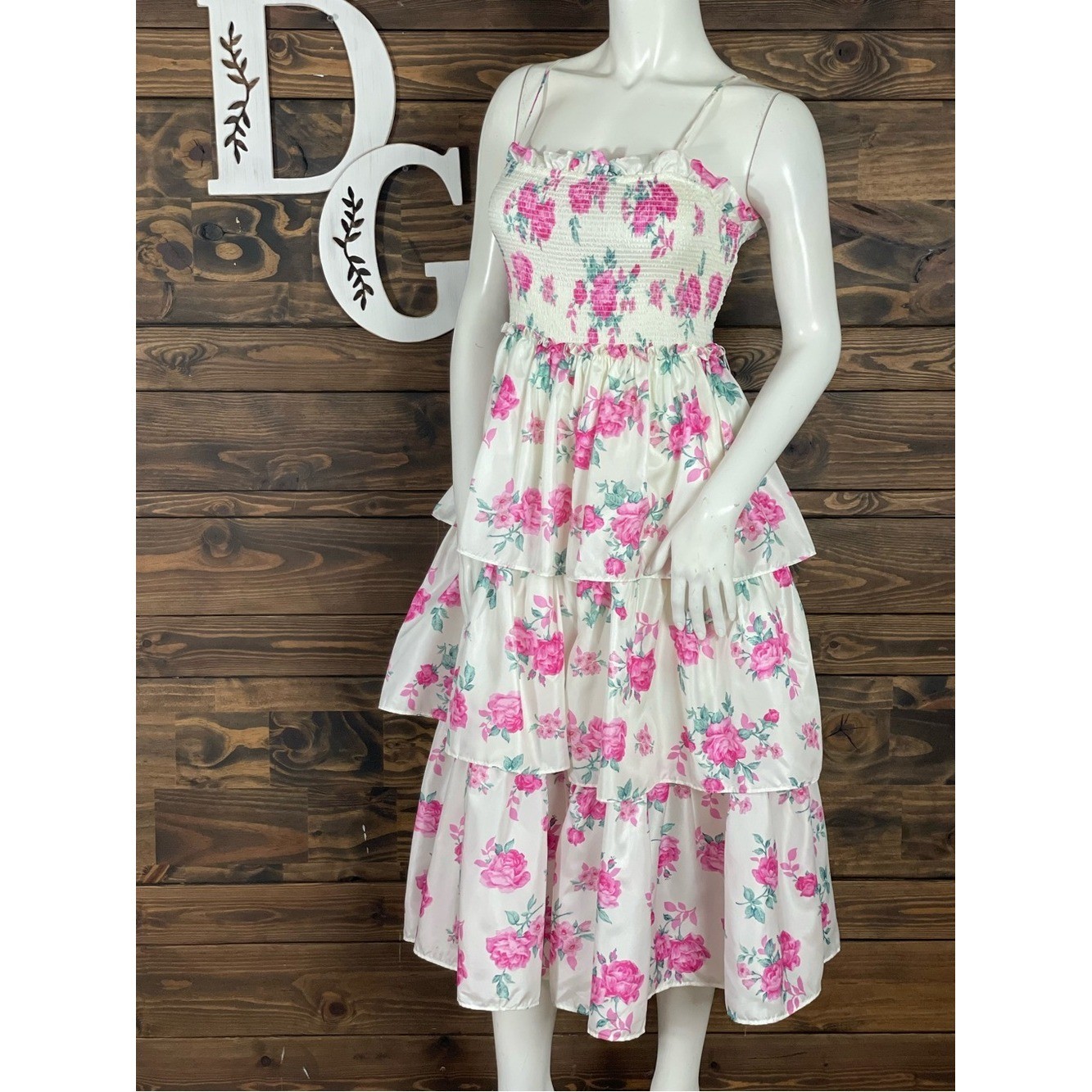 LoveShackFancy | X Target Elise Tiered Pink Floral Sundress Smocked Ruffle Midi