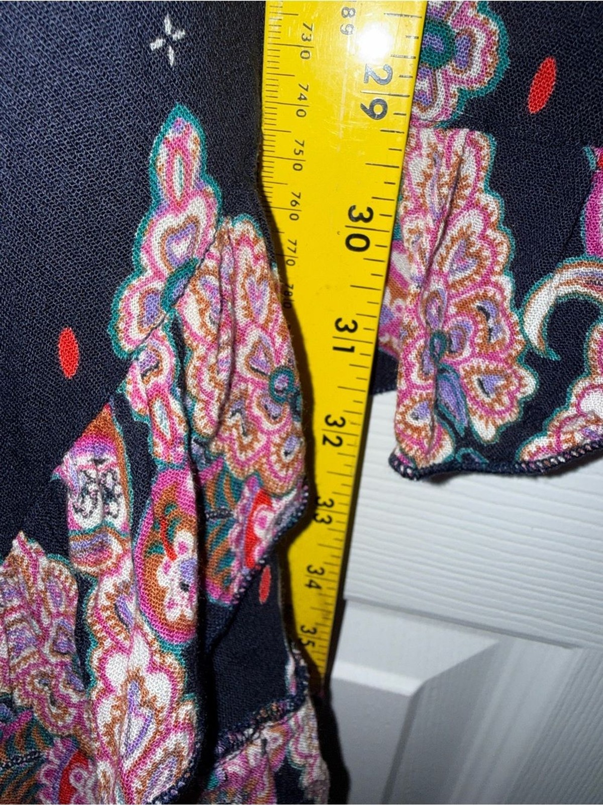 RAGA XS Embroidered Semi Sheer Navy Dress Floral Boho Whimsygoth Sharkbite Hem