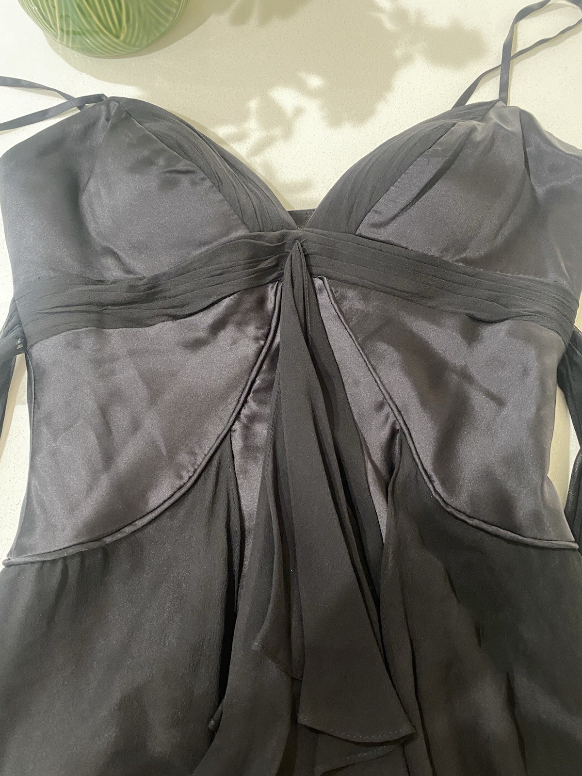 Gorgeous Black 100% Silk Cache Silk Dress/Gown Size 2 90s Corset Style Vintage
