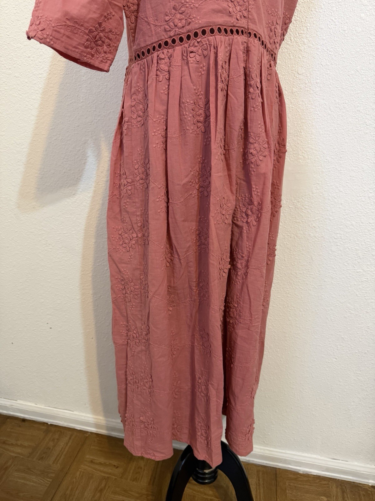 Everly On Location Dress Cotton Lace Midi Dress Beautiful Dusty Rose Size Large