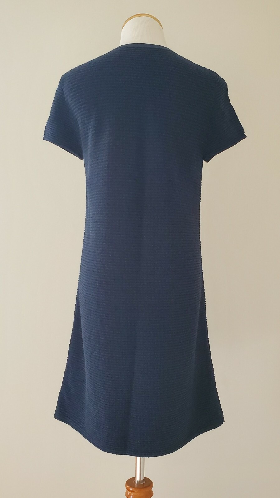 New Theory Gelton Dynamic Stretch Ribbed Knit A-Line Mini Dress Dark Blue Navy S