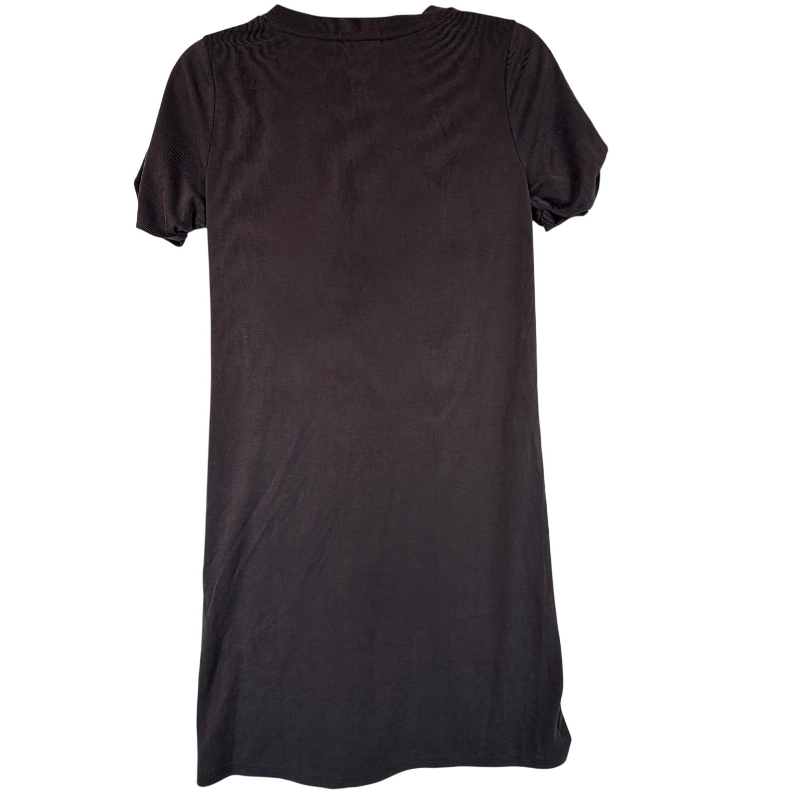 MOD REF Twist Front Knot T Shirt Dress Women Sz 15 Charcoal Purple Ribbed Cutout