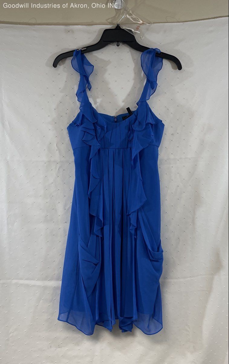 BCBGMAXAZRIA Women’s Larkspur Blue Silk Ruffle Cocktail Dress NWT COA Sz 2