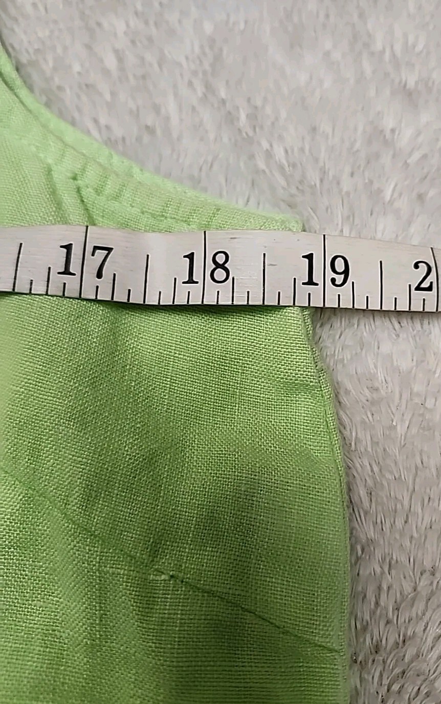 • Cotton Connection Women’s Sleeveless 100% Linen Dress Size Small Green Pockets