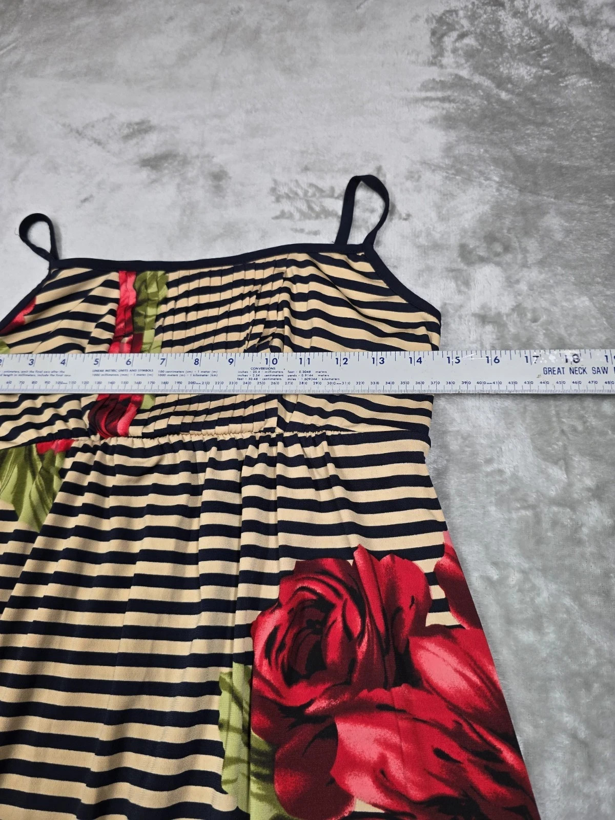 En Focus Studio Striped Rose Patterned Maxi Dress Size 10