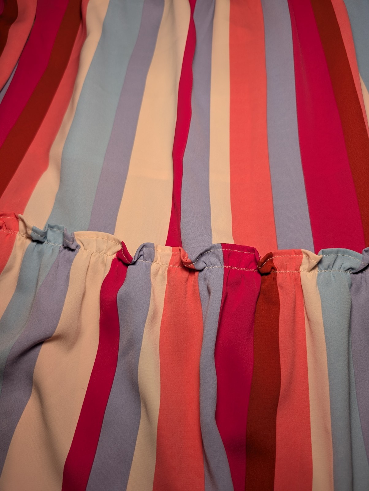 RAINBOW Striped SMOCKED Tank Maxi SUNDRESS Dress Peasant BOHO Women’s Medium