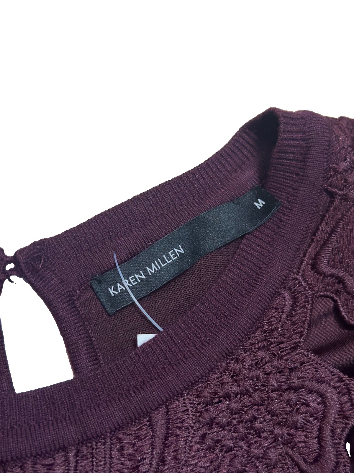 Karen Millen Plum Floral Lace Shift Dress, Size M (UK 12), Elegant Sleeveless