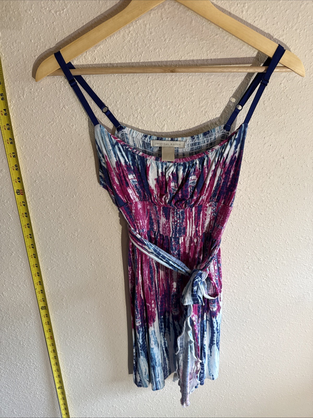 Vintage Jonathan Martin Tie-Dye Smocked Mini Tank Y2K Summer Dress Whimsy Fairy