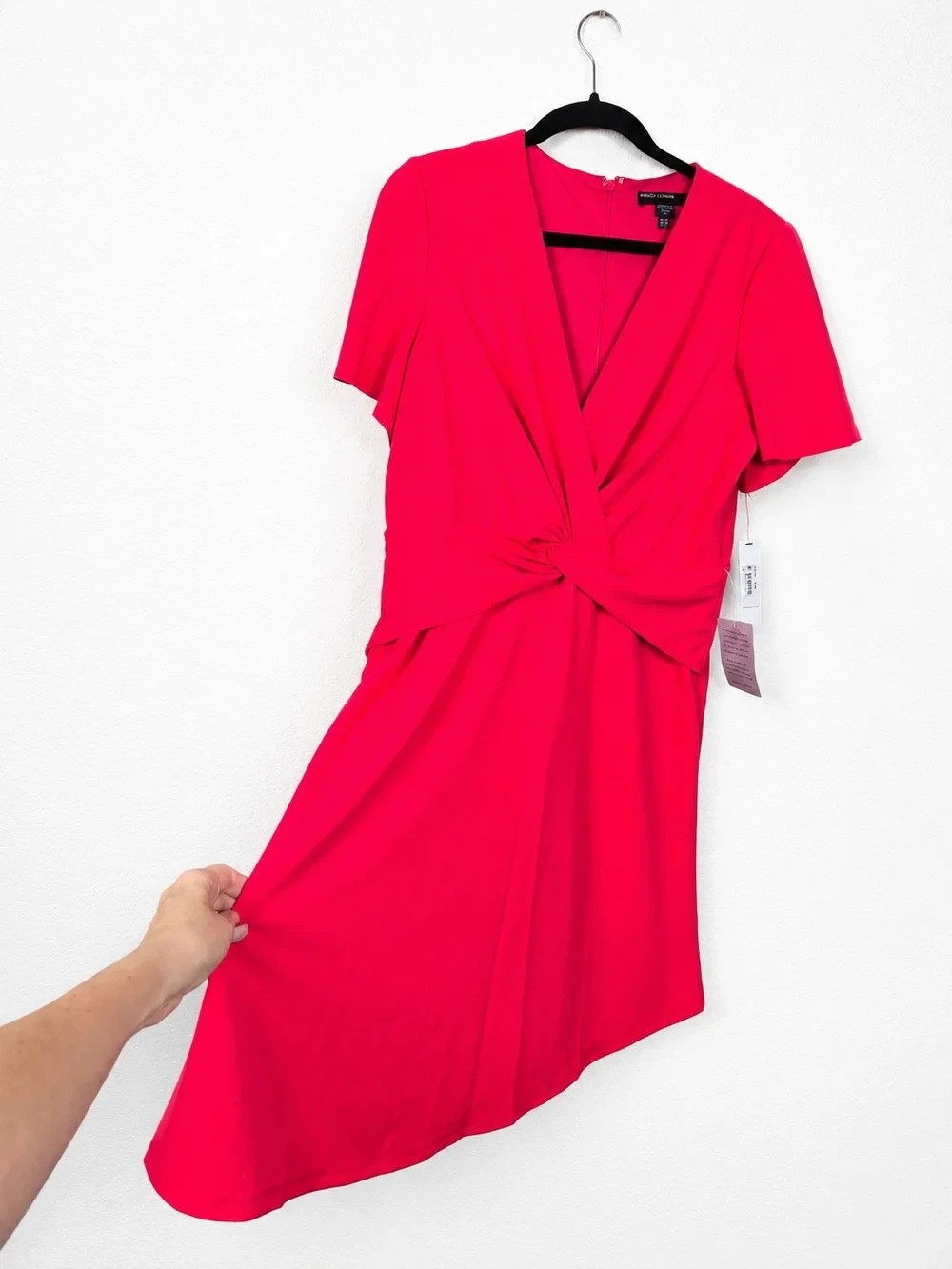 NWT Maggy London Hot Pink Twist Front Sheath Dress Cocktail Size 16