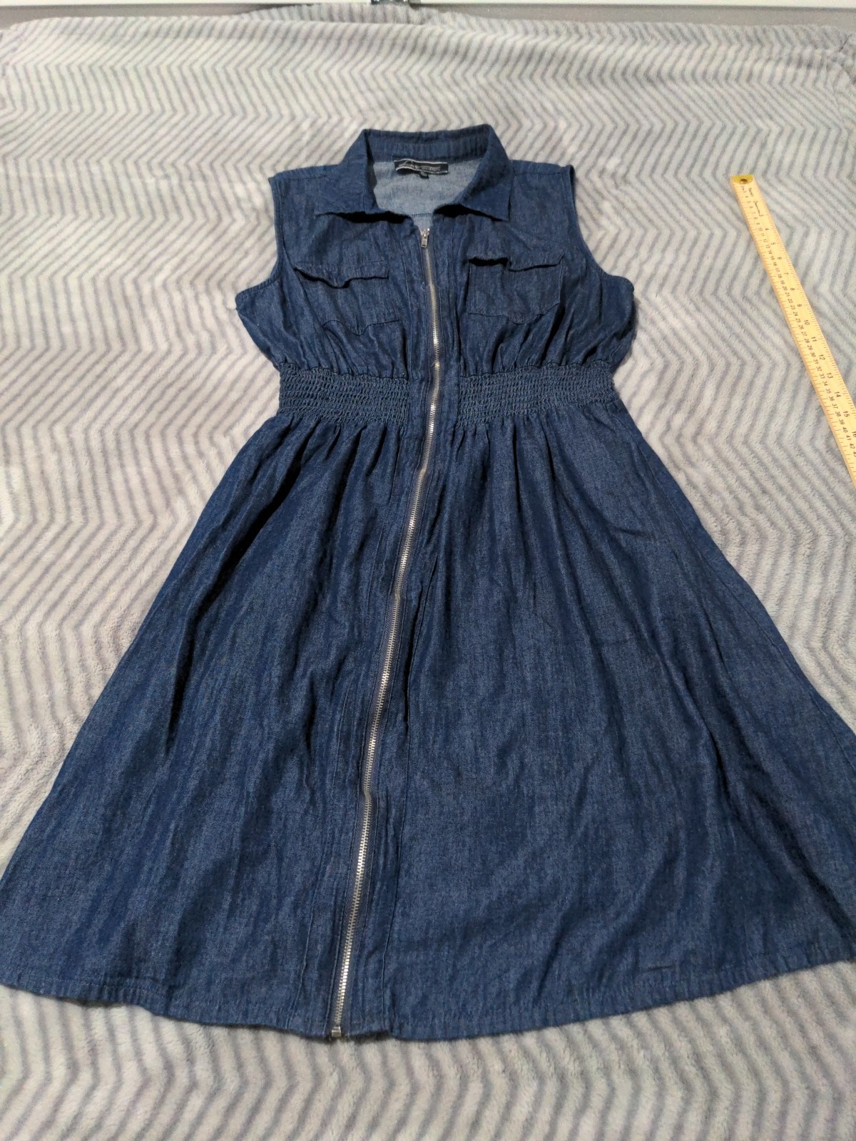 Love University Y2K Denim Dress Womens XL Blue Sleeveless Western Boho Indie