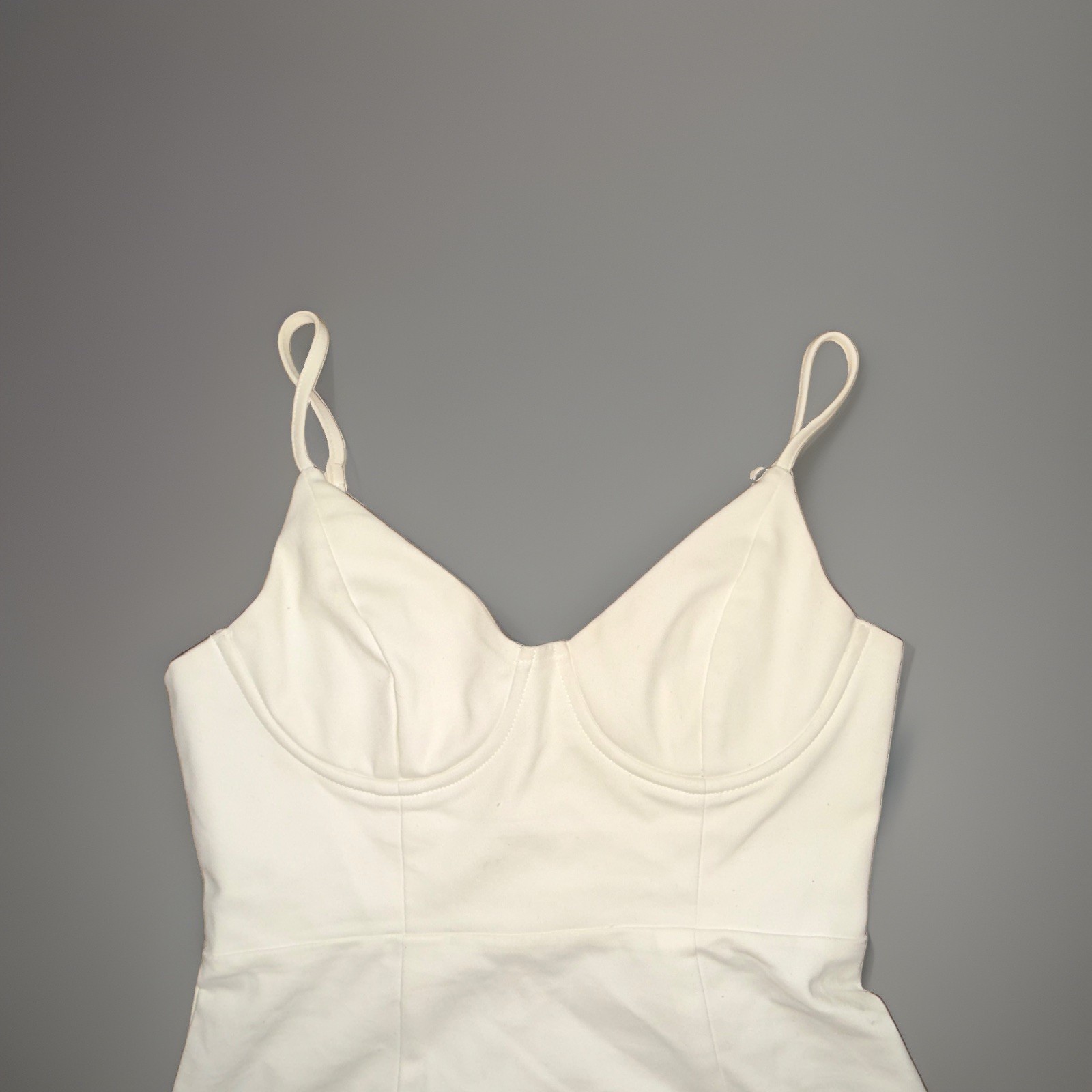 Princess Polly White corset Sweetheart Strappy bustier Knit Mini Dress Zip sz 8