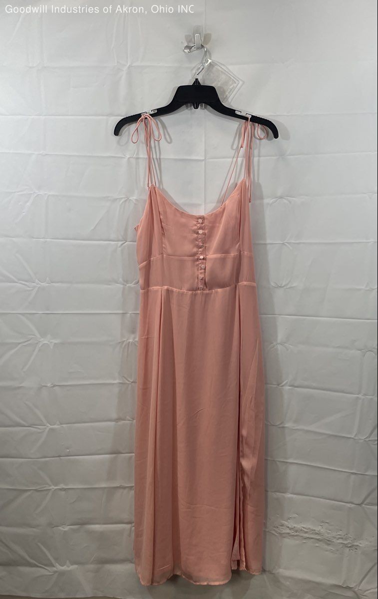 Abercrombie & Fitch Women’s Pink Tie Strap Button Smocked Maxi Dress NWT Sz M