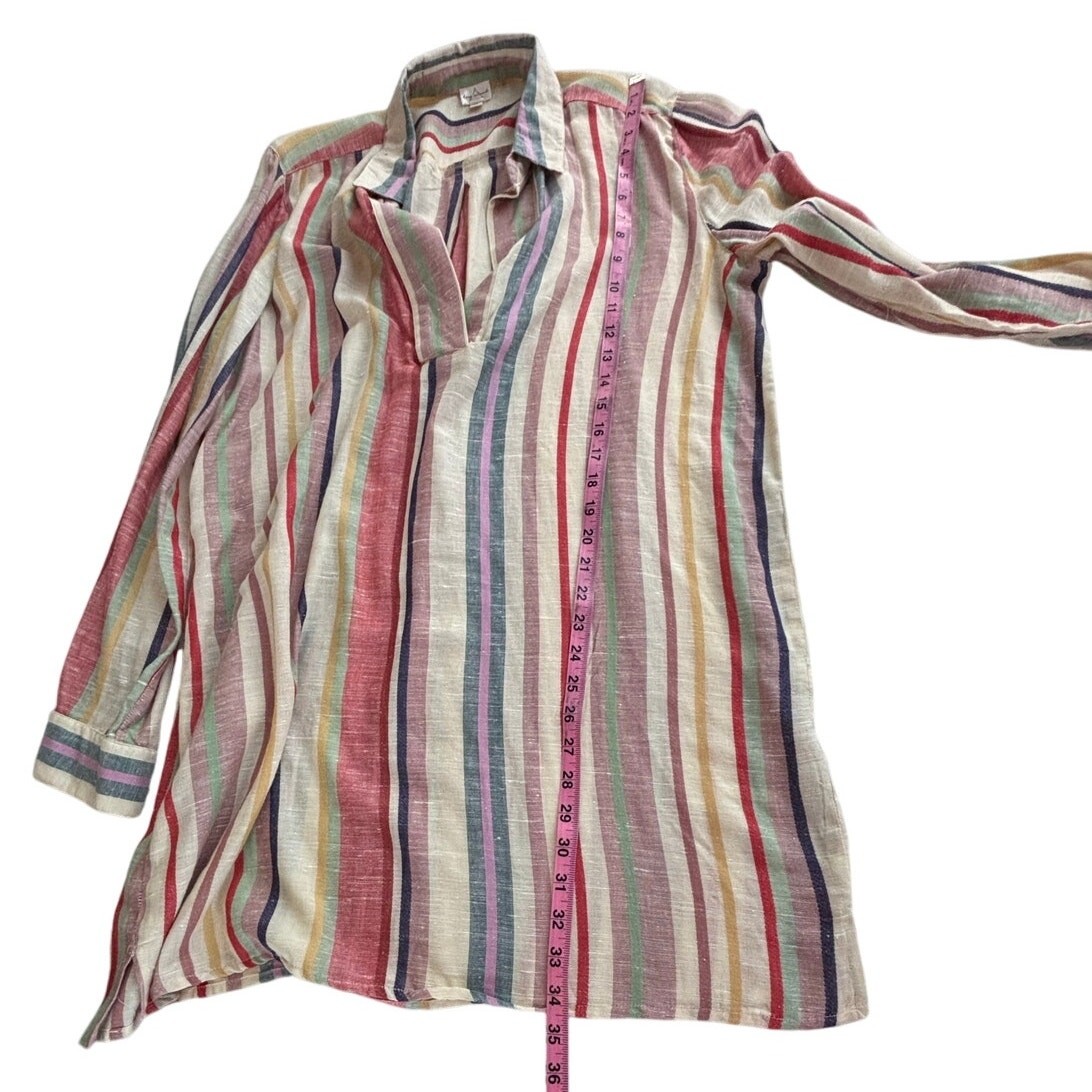 Keep In Touch Striped Button Up Shirt Dress XL