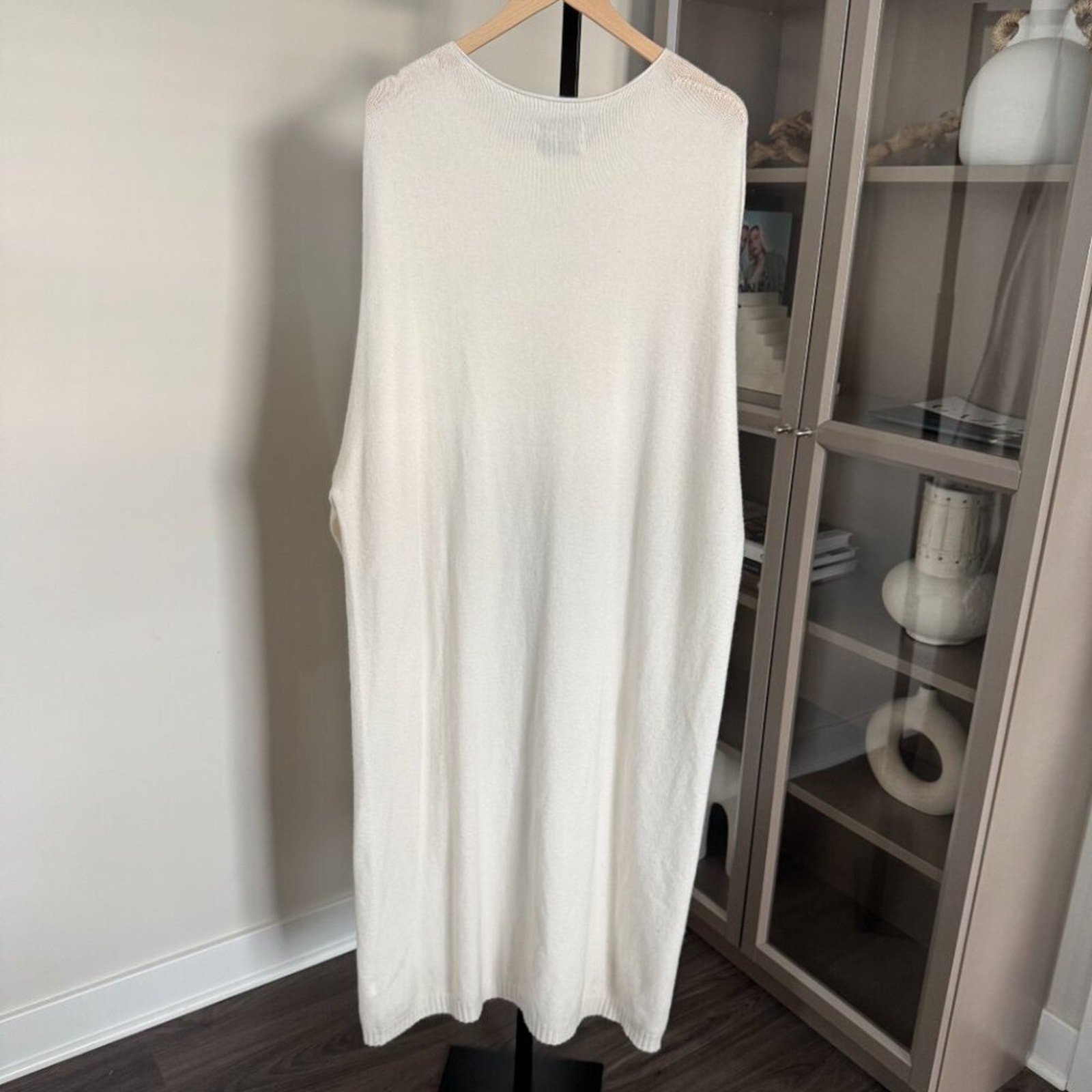 Apparis Ivory Pullover Dropped Shoulder Dolman Sleeve Midi Sheath Dress
