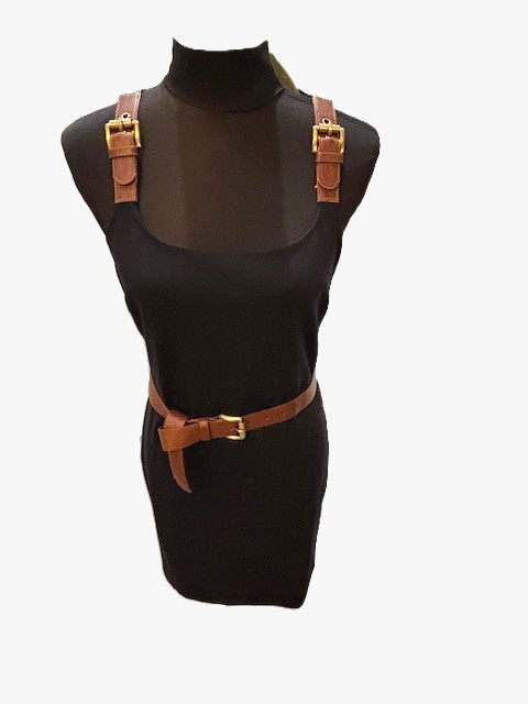 Michael kors Navy Belted Dress w/Buckle Detail on Shoulder & Removable Belt (S )