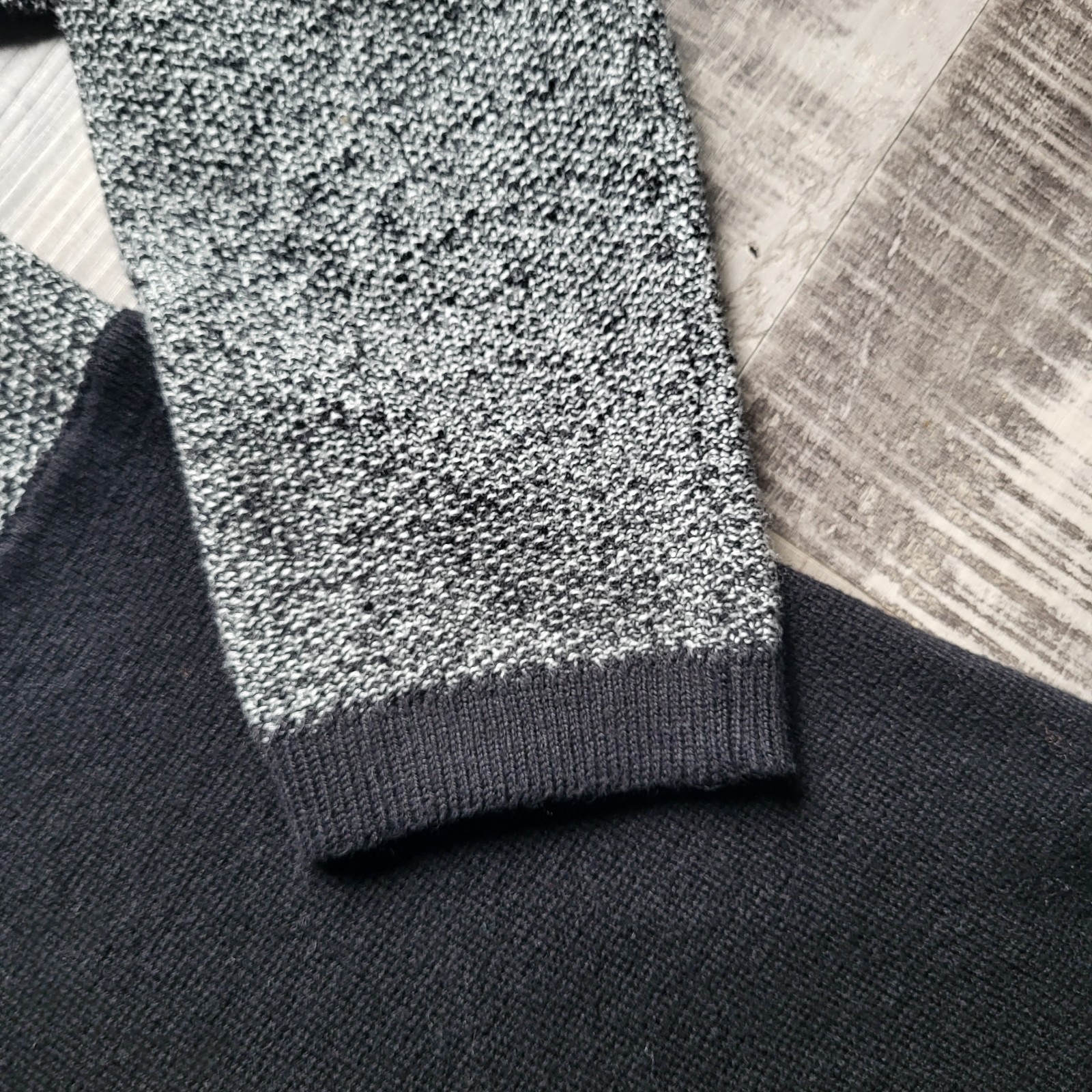 Talbots Sweater Dress Medium Petite Black Gray Colorblock Cashmere Blend Classic
