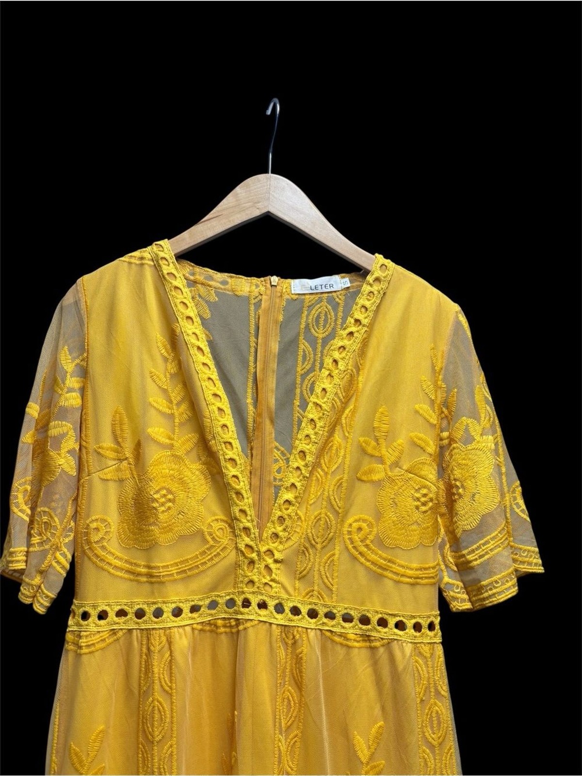 Eleter yellow lace boho romper dress size Small