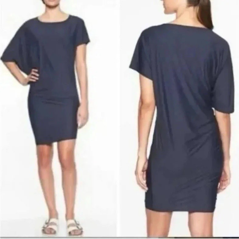 Athleta Sunlover Hilo UPF Dress Navy Asymmetric Stretch XS