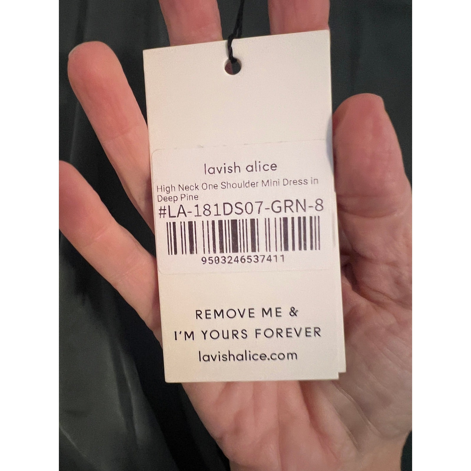 Lavish Alice High Neck One Shoulder Mini Dress Women 8 Deep Pine Green Satin