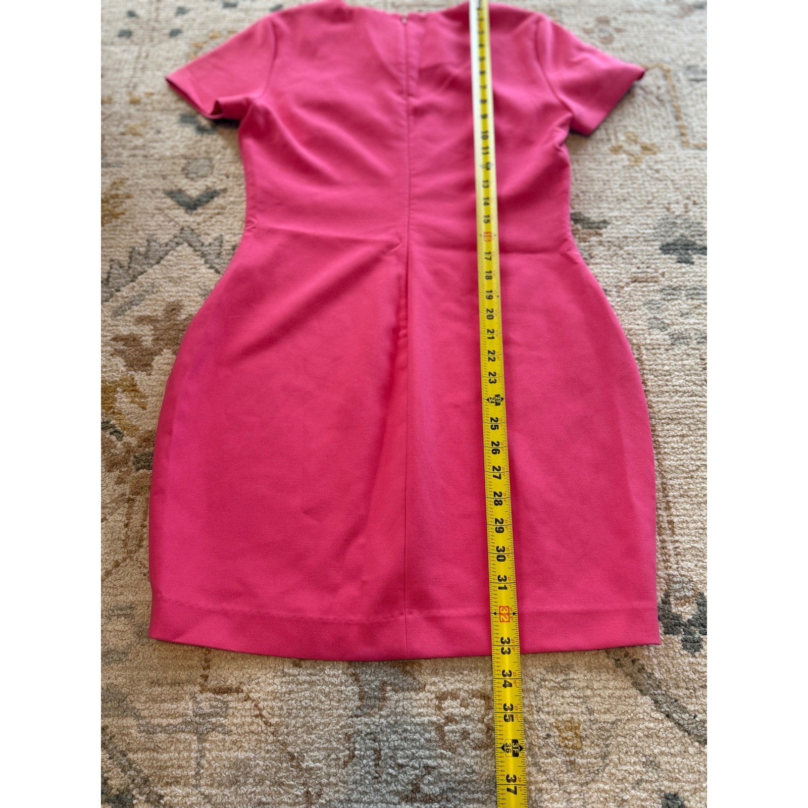 Likely Hot Pink Short Sleeve Mini Sheath Dress Womens Size 8 Crew Neck Cocktail