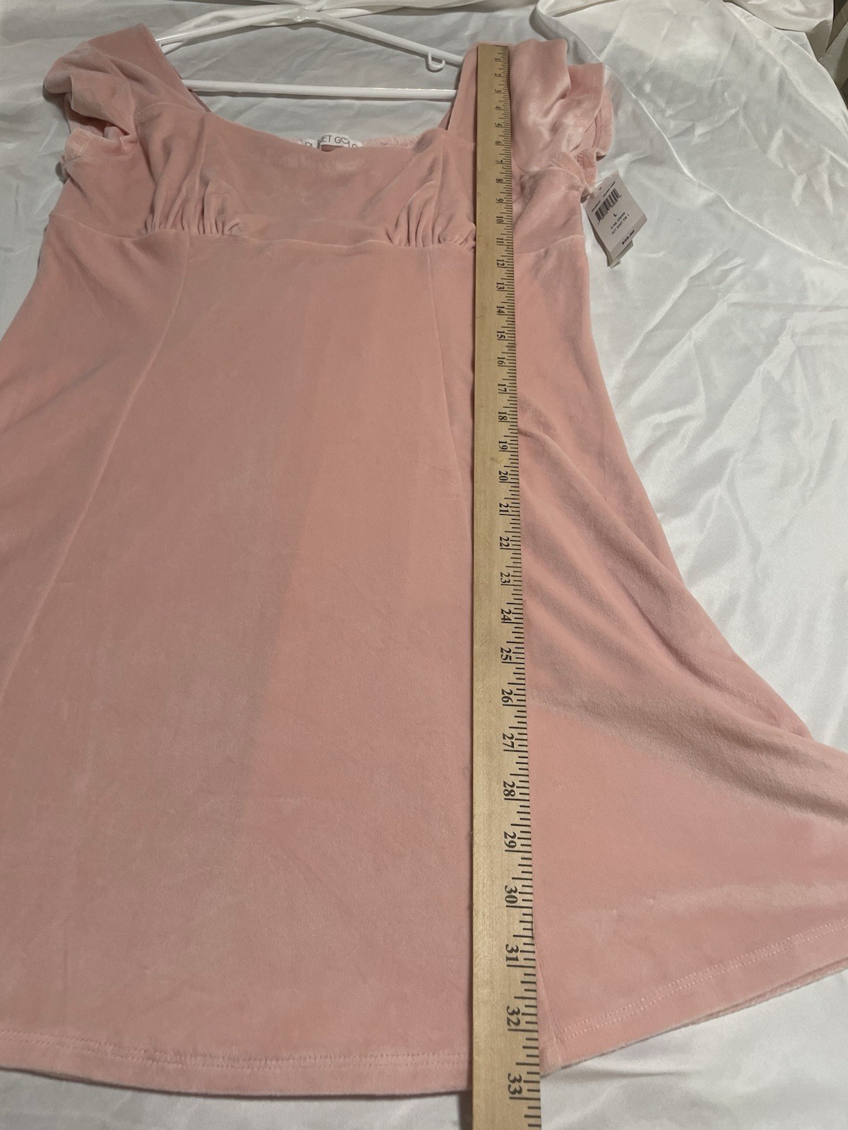 NWT Planet Gold Large Women’s Silver Pink Dress Velvety Soft Cute Back