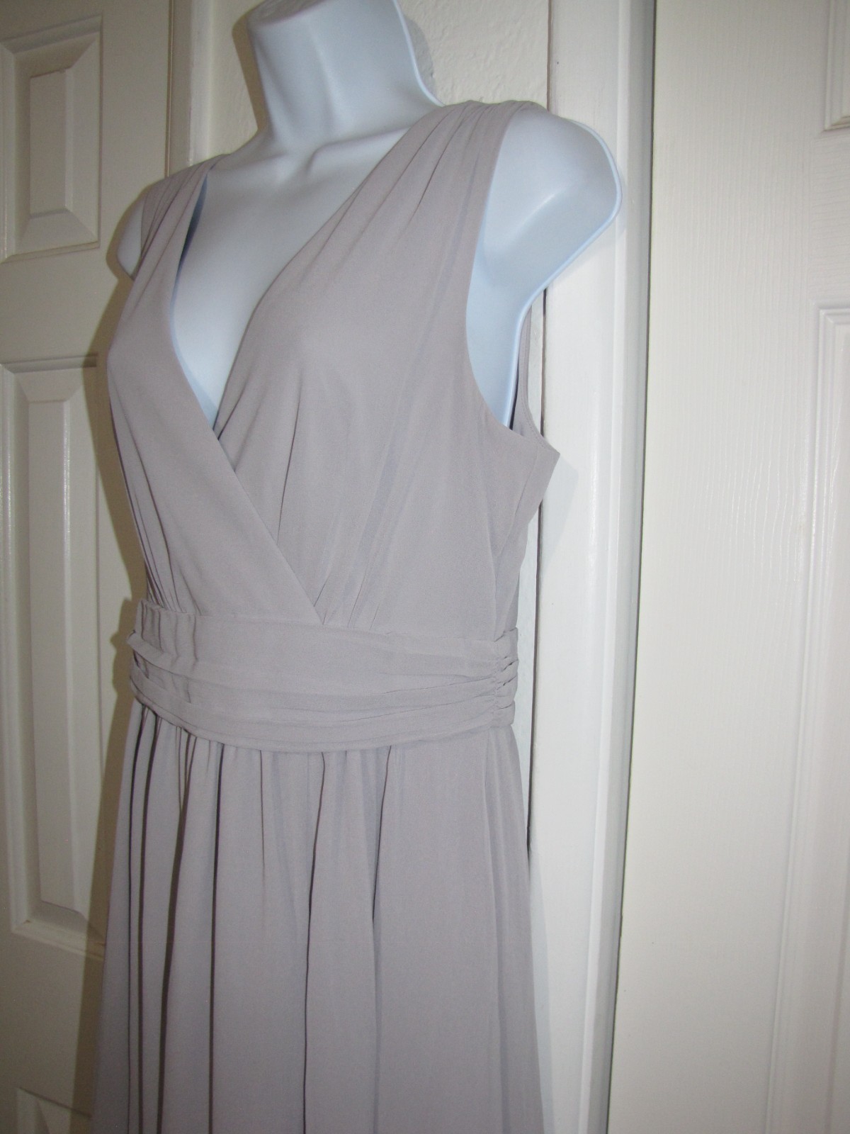 NWT Lulus Maxi Formal Dress Heather-Lavender Chiffon Cross-over-V-neck Wm. M