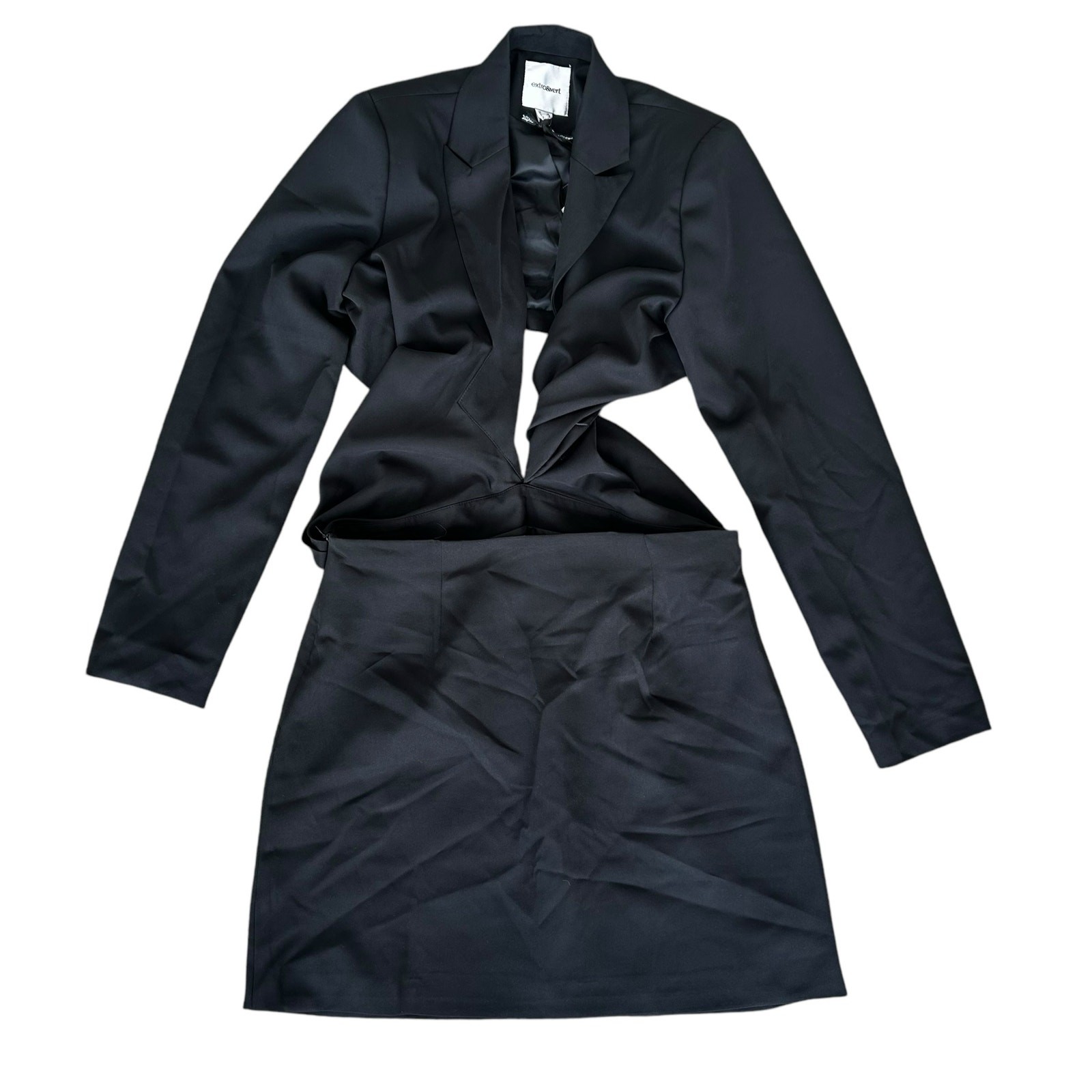 Extro & Vert Black Twist Front Blazer Skirt Dress Sz 12