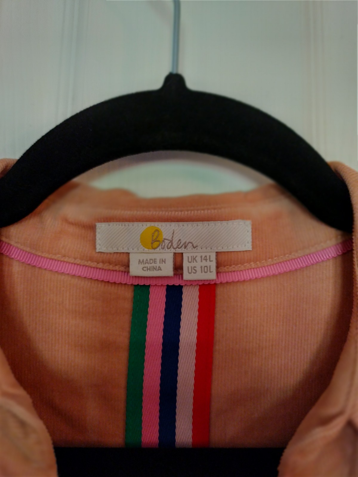 Boden Corduroy Knee Length Belted Shirt Dress Salmon Pink NWOT UK14/US10