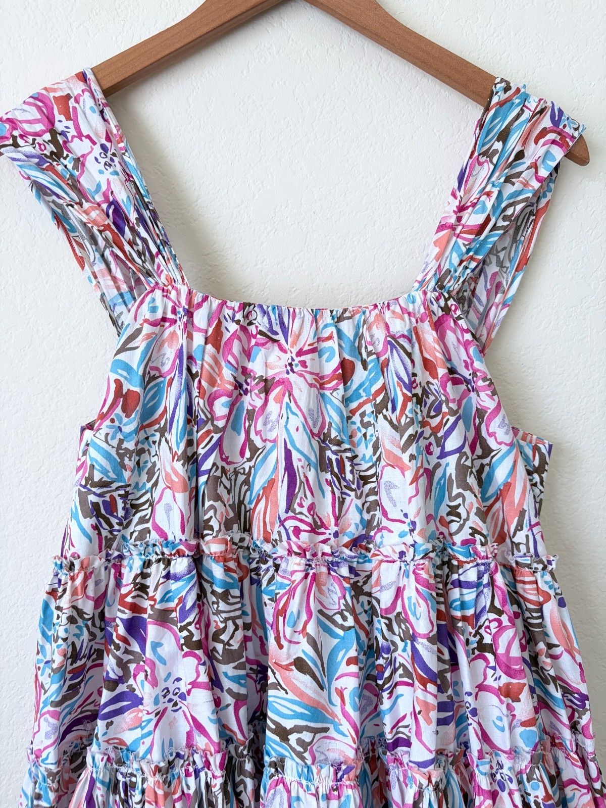 Sofie The Label Dress Womens Medium Floral Tiered Mini Pink Cotton Cottagecore M