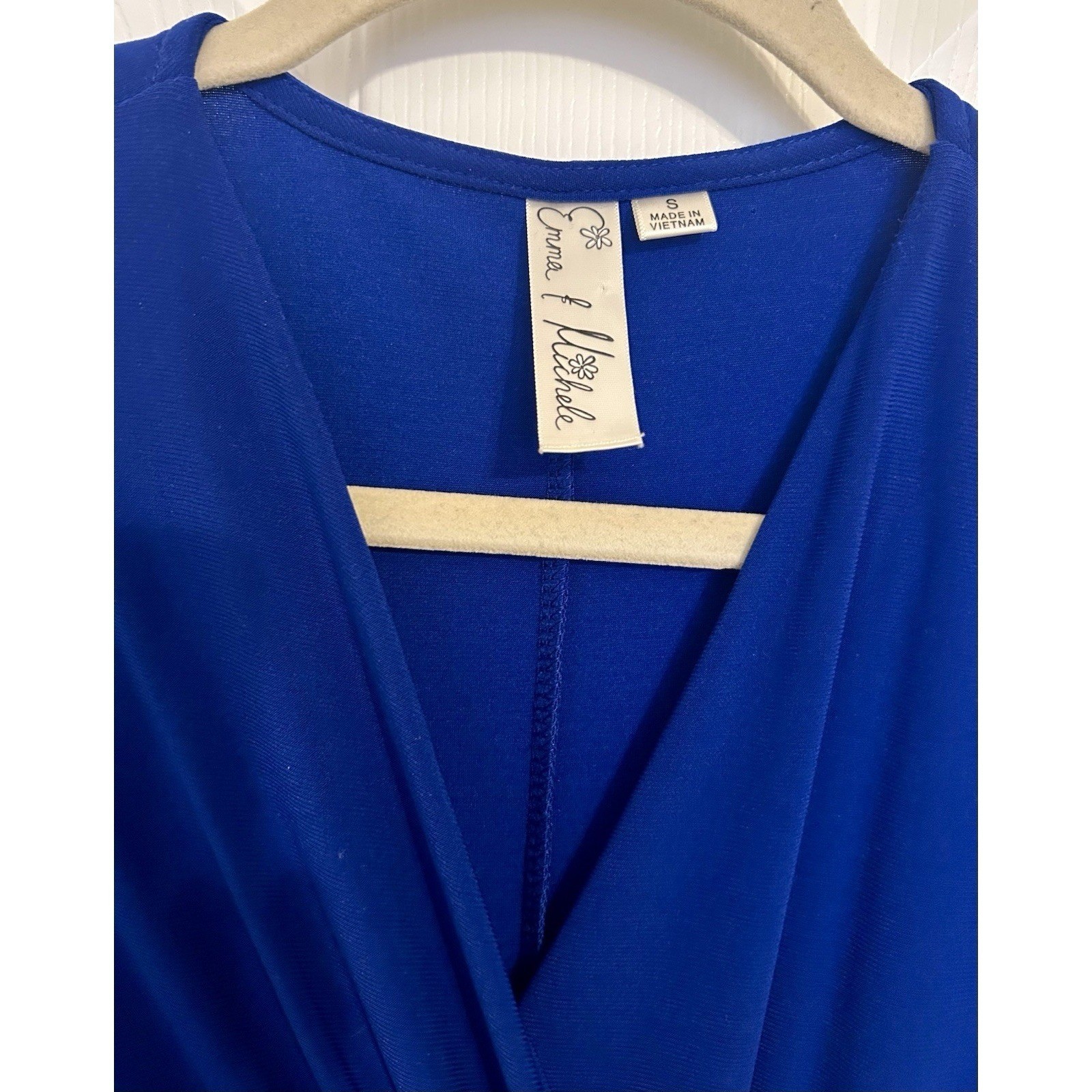 Emma & Michele Royal Blue Faux Wrap Maxi Dress Gold Hardware Accent Size S