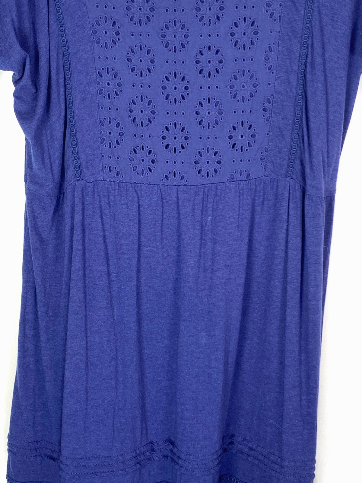 Sweet Magnolia Nave Blue Eyelet Embroidered Shirt Dress Sz M Prairie Twee Boho
