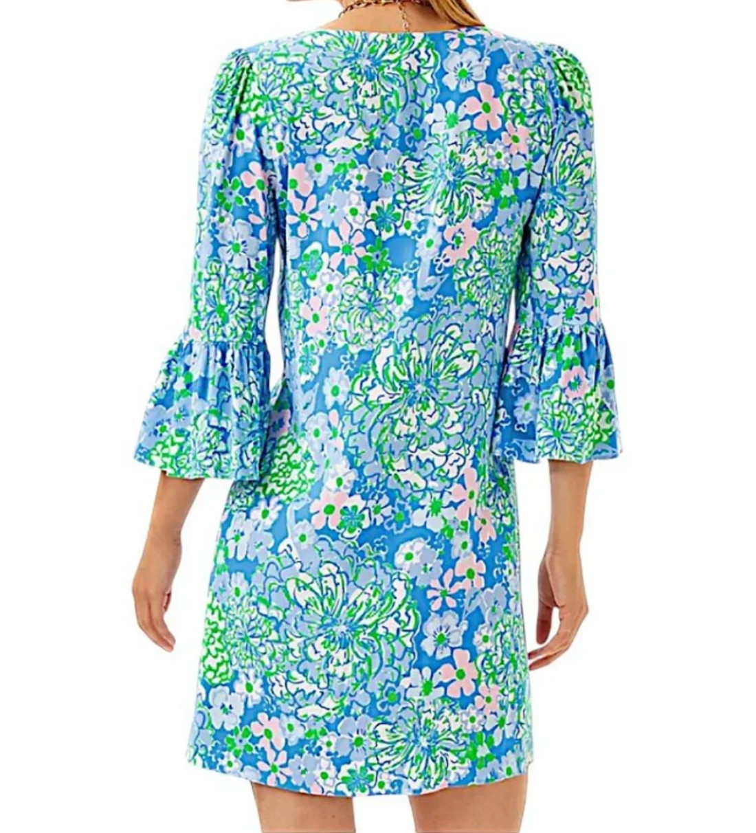 NWT $168 Lilly Pulitzer Danika 3/4 Sleeve Tunic Dress Plumes In Bloom 12