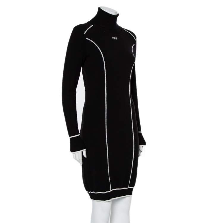 Off-White c/o Virgil Abloh Black Turtleneck Knit Sweater Dress S $1180 2019
