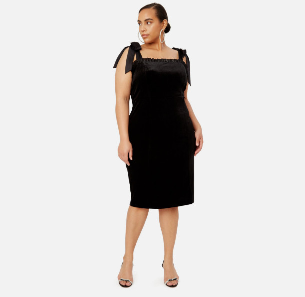 Danielle Bernstein Womens Plus 3X Black Velvet Ribbon Strap Dress NWT BQ19