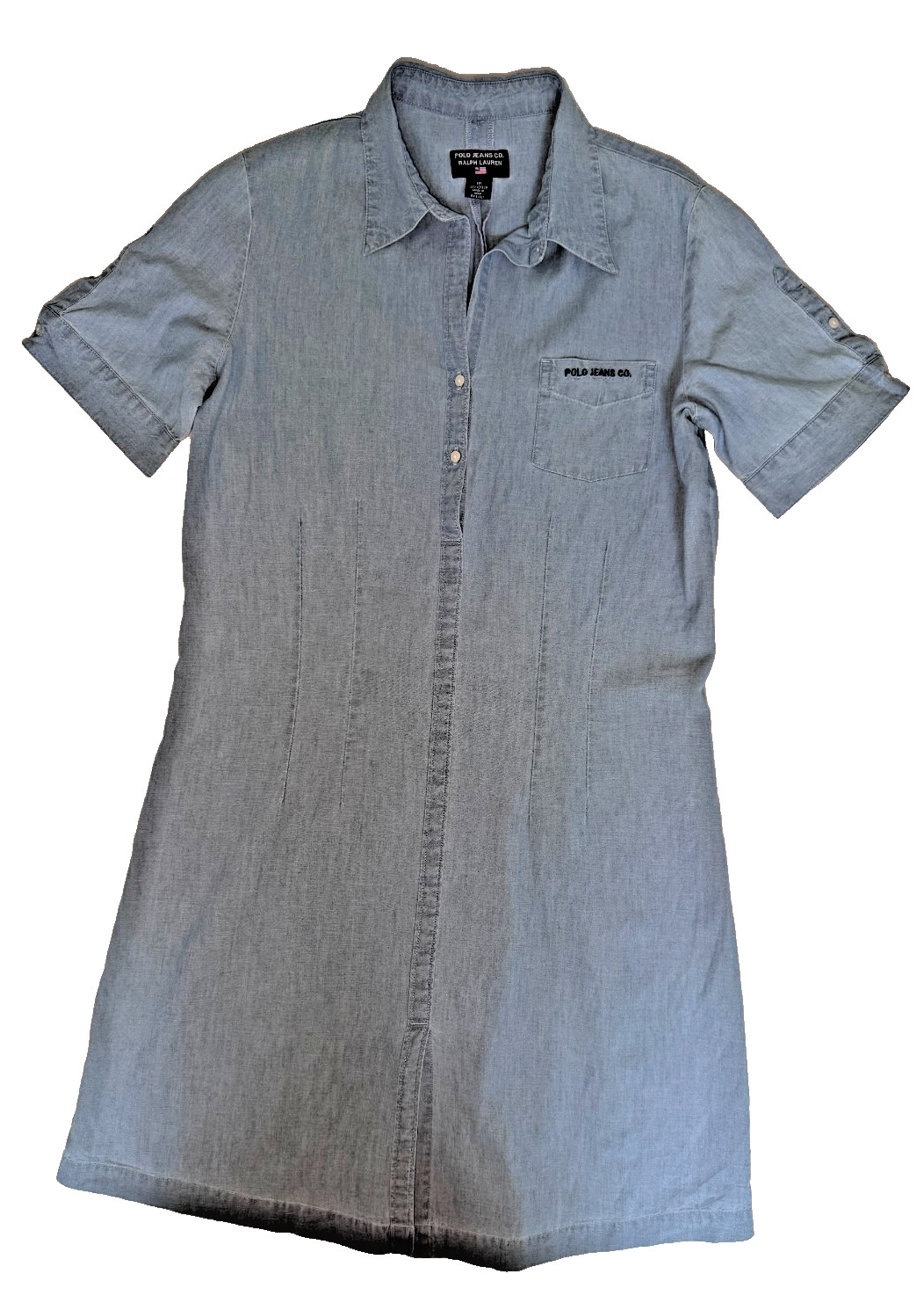Polo Jeans Co. Ralph Lauren Women’s Blue Denim Shirt Dress Pockets 10