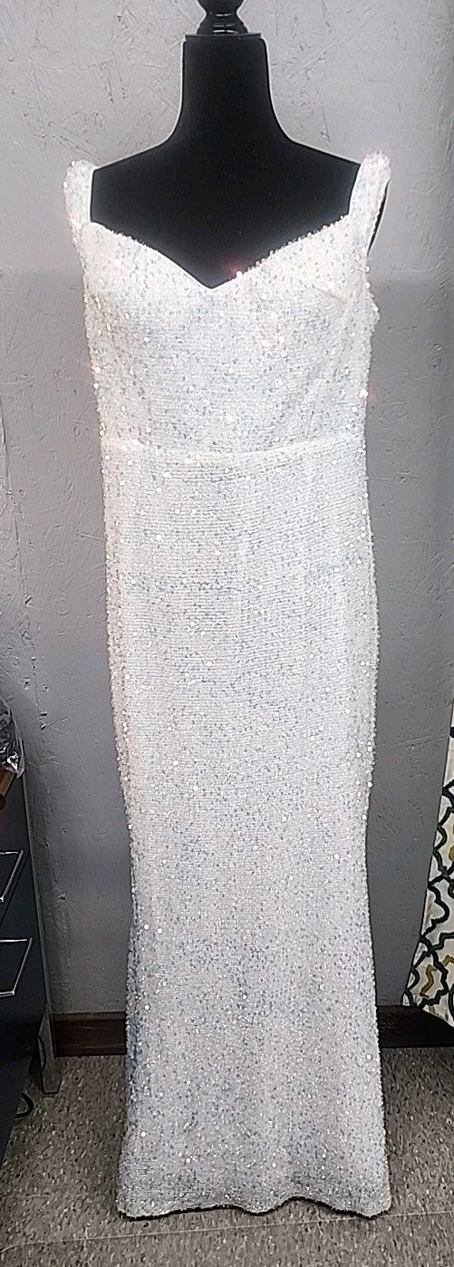 2x Sequin Long Iridescent Sleeves Sweatheart Neckline Prom Homecoming Dress