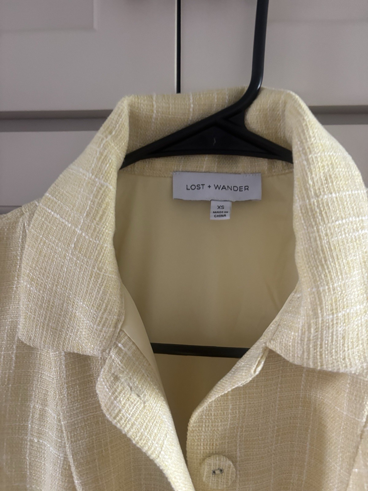 XS Lost + Wander “Golden Hour” sleeveless tweed mini dress in Lemon Drop Yellow