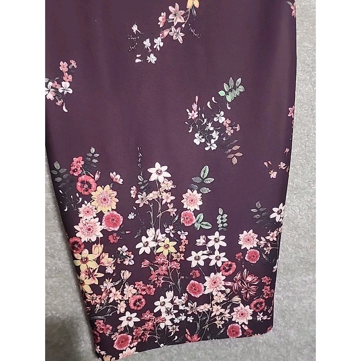 7th Avenue Design Studio Sheath Dress Women S Plum Floral V-Neck Sleeveless Zip
