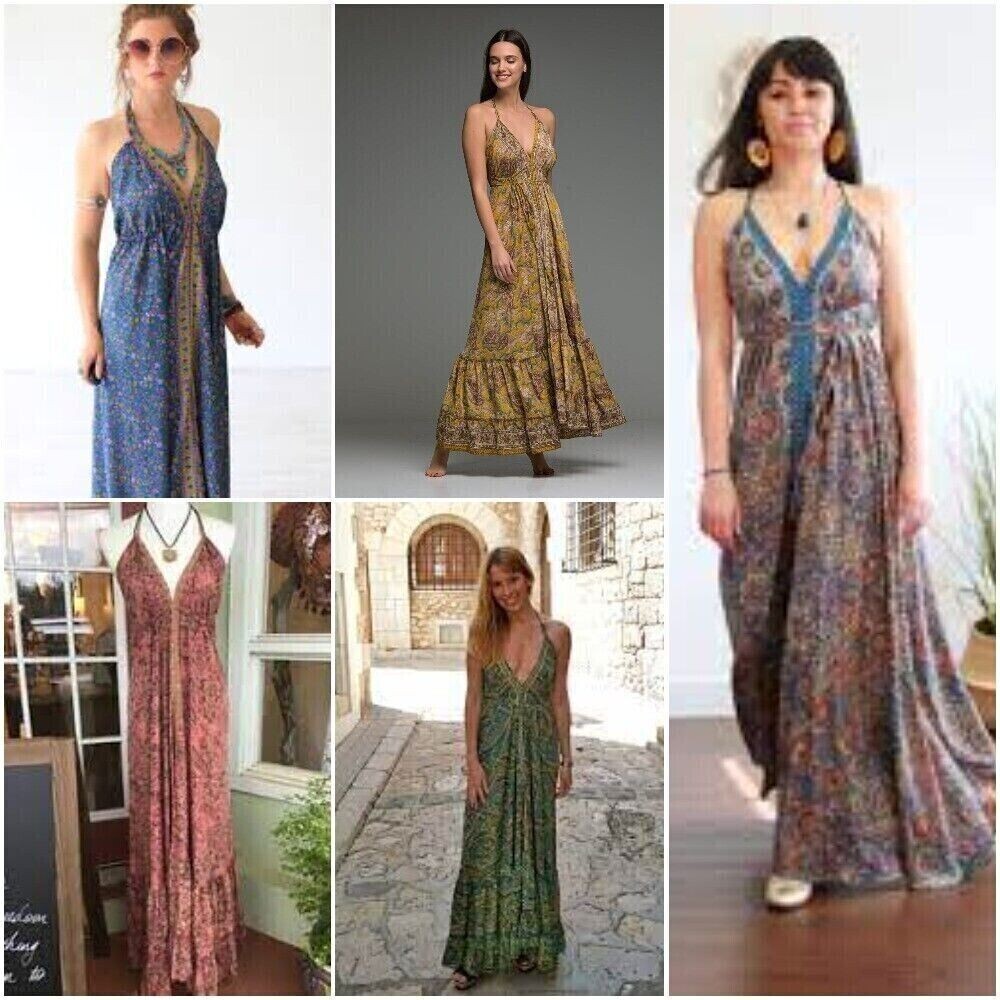 Wholesale Indian Lot of 10 PC Women Dress Free Size Women maxi Assorted Silk