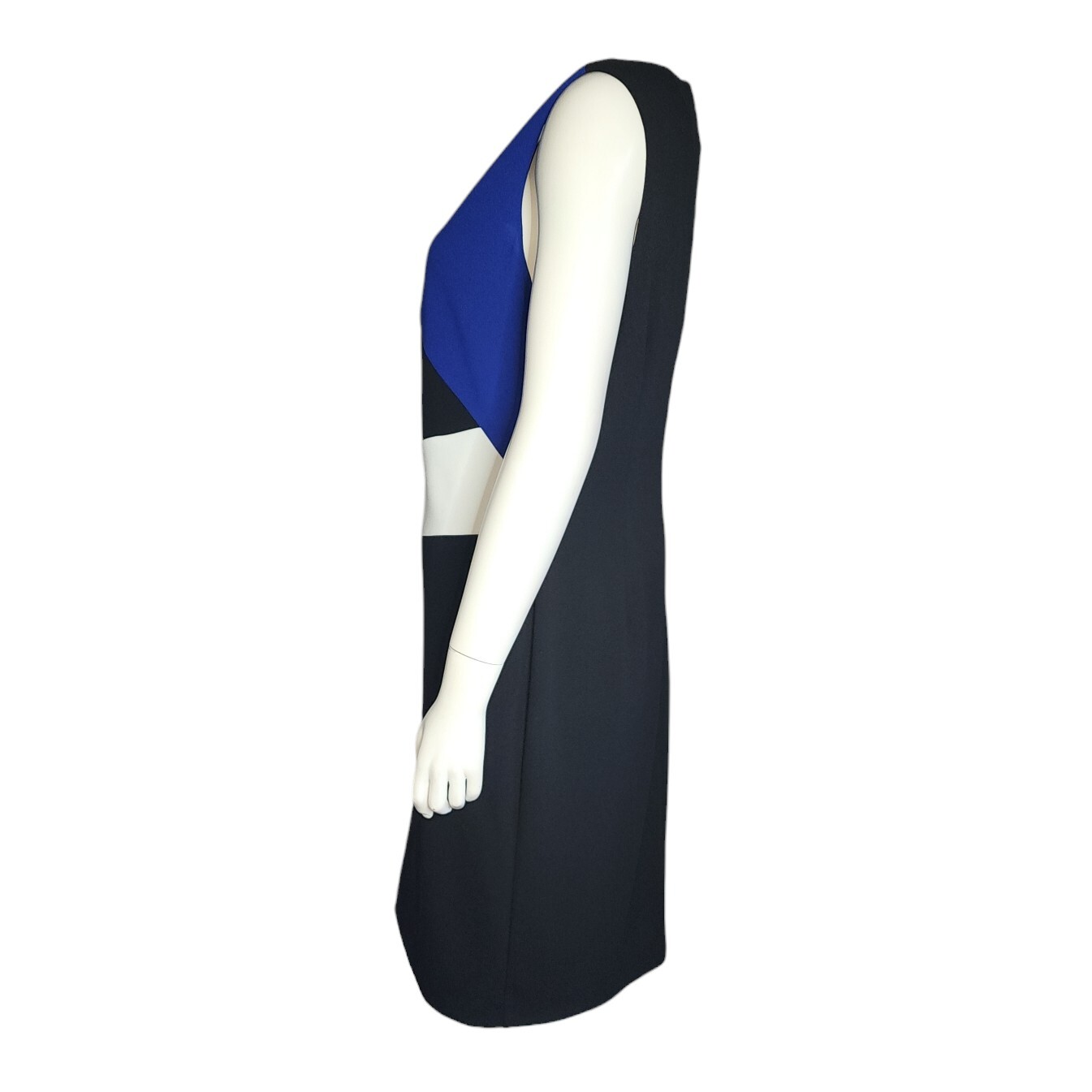 CALVIN KLEIN Blue White Black Colorblock Zip Up Pencil Dress Womens Size 12