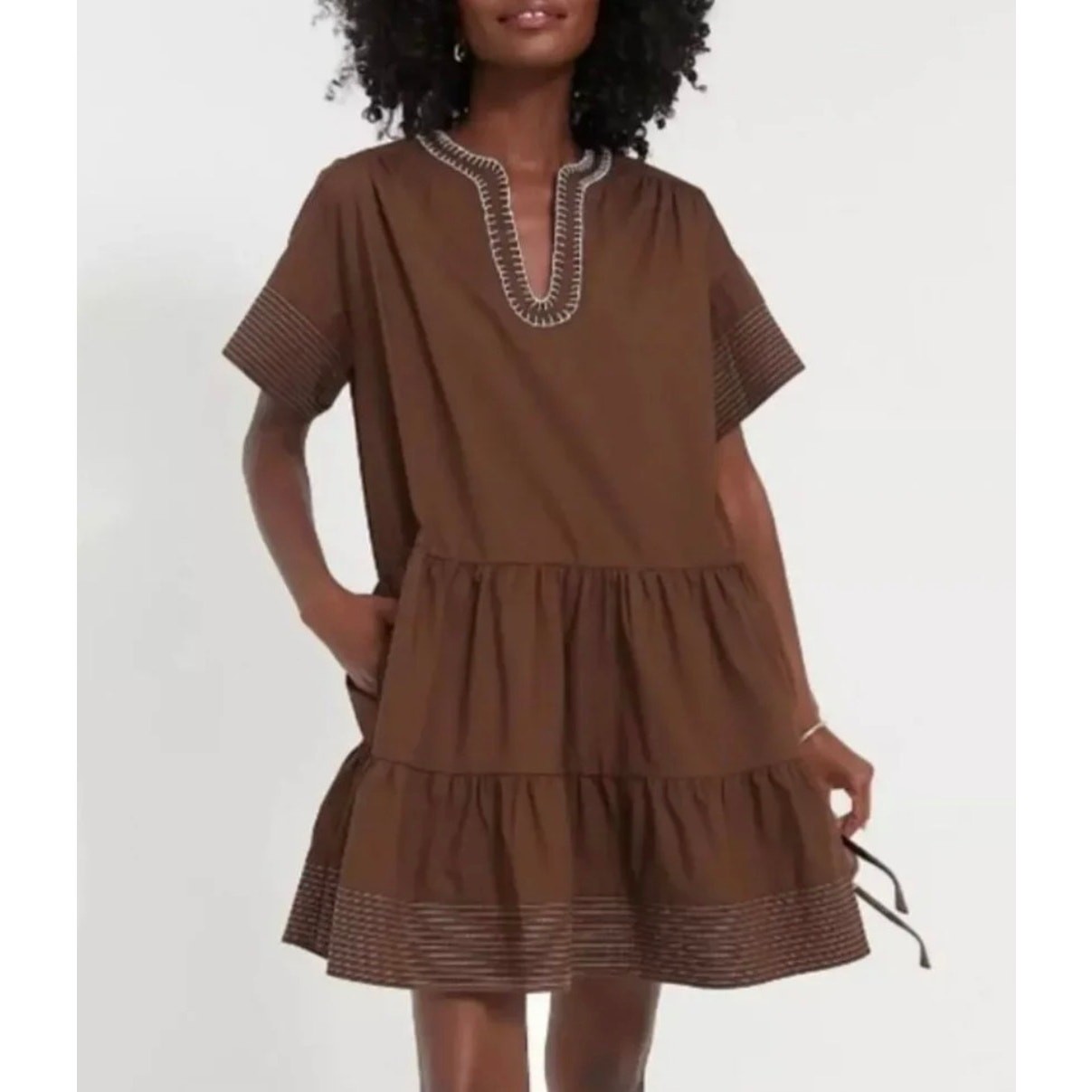 Tuckernuck Pomander Place Mocha Brown Kinsley Dress Pockets Size Small