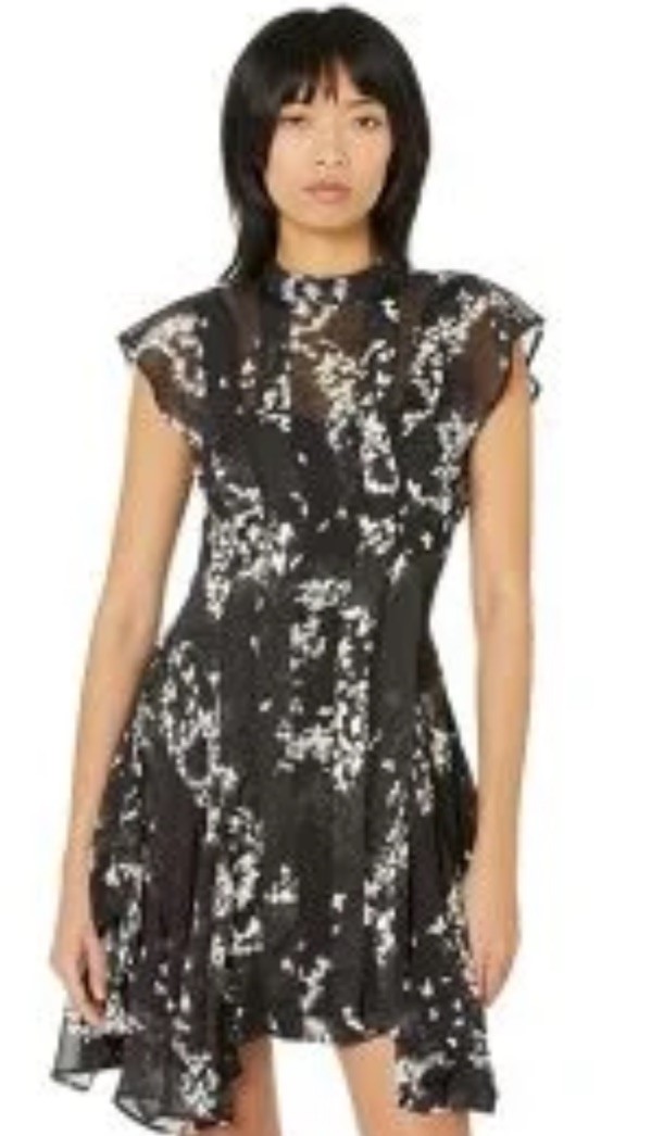 All Saints Fleur Orsino Butterfly Black Dress UK14 US10