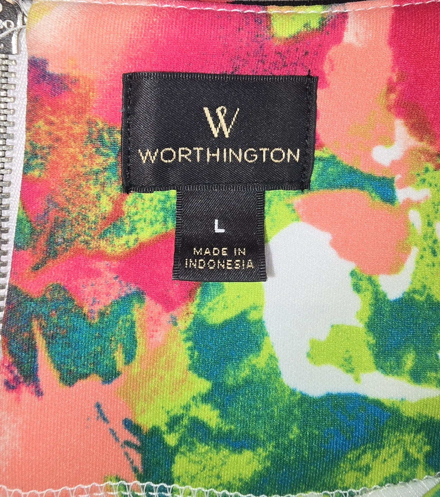 Worthington Womens L Vibrant Abstract Watercolor Floral Sheath Stretchy Dress