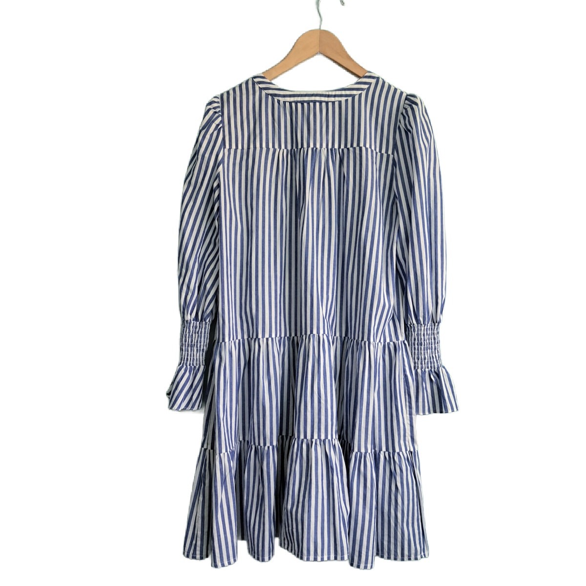 TUCKERNUCK Pomander Place Blue & White Stripe Cotton Poplin Kenzo Dress Medium