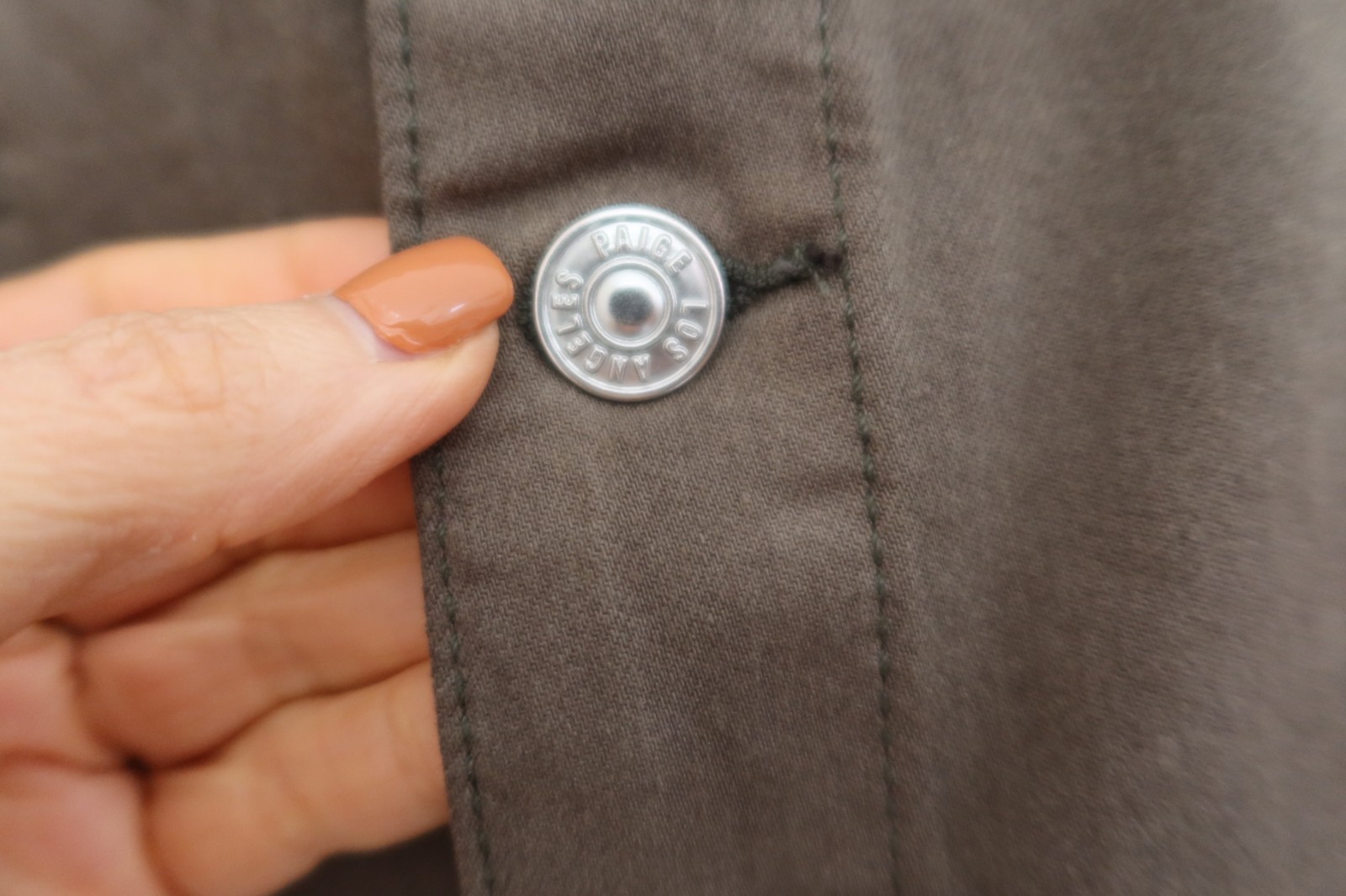 NWT! $249 Paige Jaxsyn denim mini shirt dress olive green & silver buttons sz 2