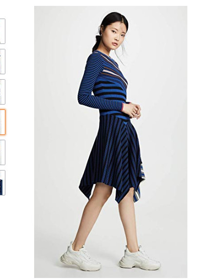 OPENING CEREMONY COLLEGIATE RIBBED KNIT ASYMMETRICAL HEM MARINE NAVY DRESS sz M